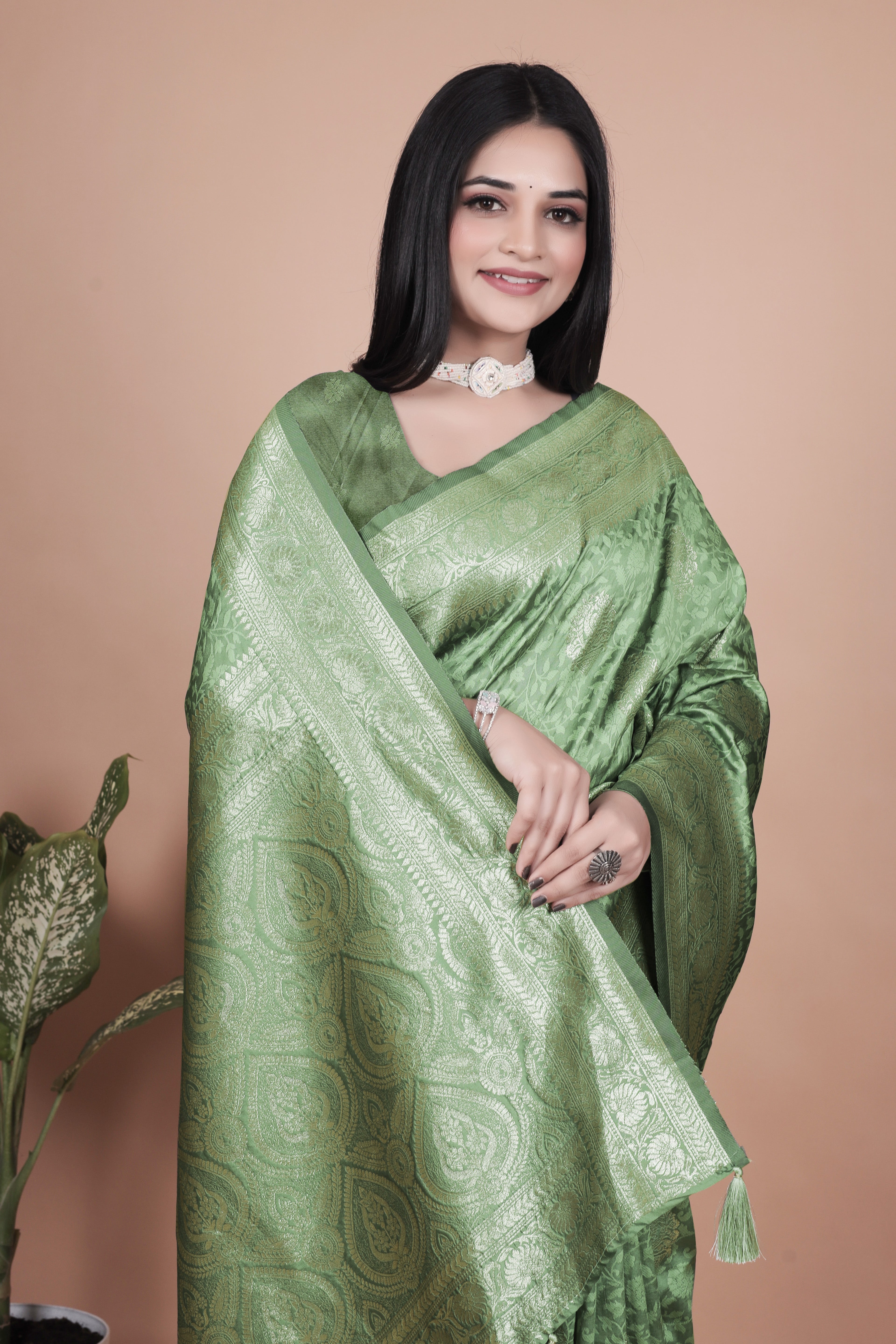 Banarasi Silk Saree with Gold Zari Butti & Ornate Pallu with 4 color option ✨💠